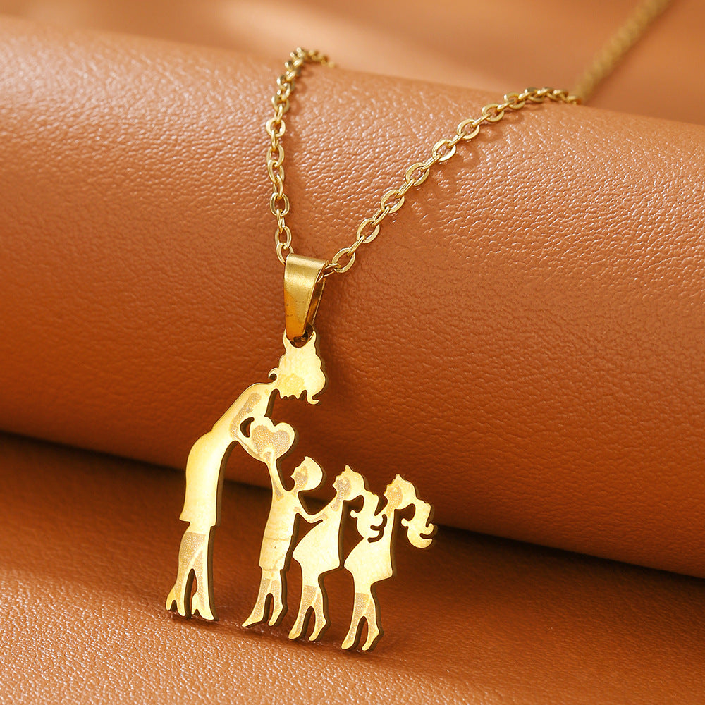 Wholesale Mother' s Day Necklace Mother' s Son Daughter Love Pendant Parent-Child Gift Jewelry