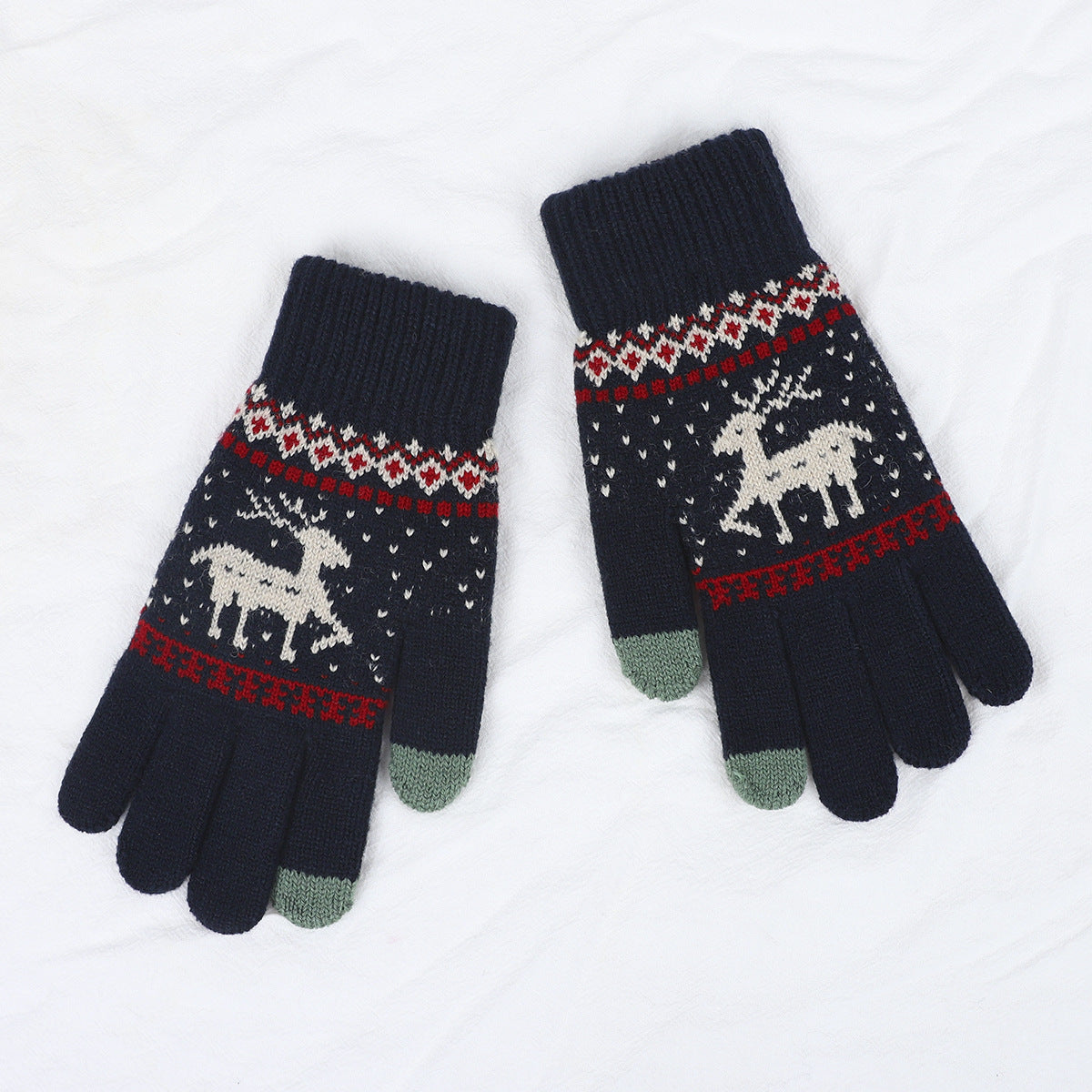 Wholesale Christmas Deer Wool Autumn and Winter Knitted Warm Touch Screen Gloves