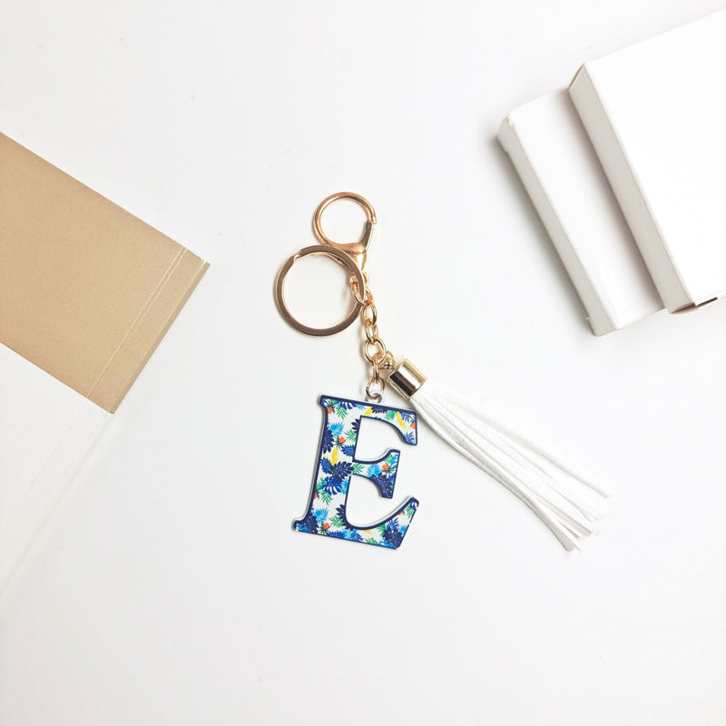 Wholesale Letter Colorful Tassel Zinc Alloy Keychain