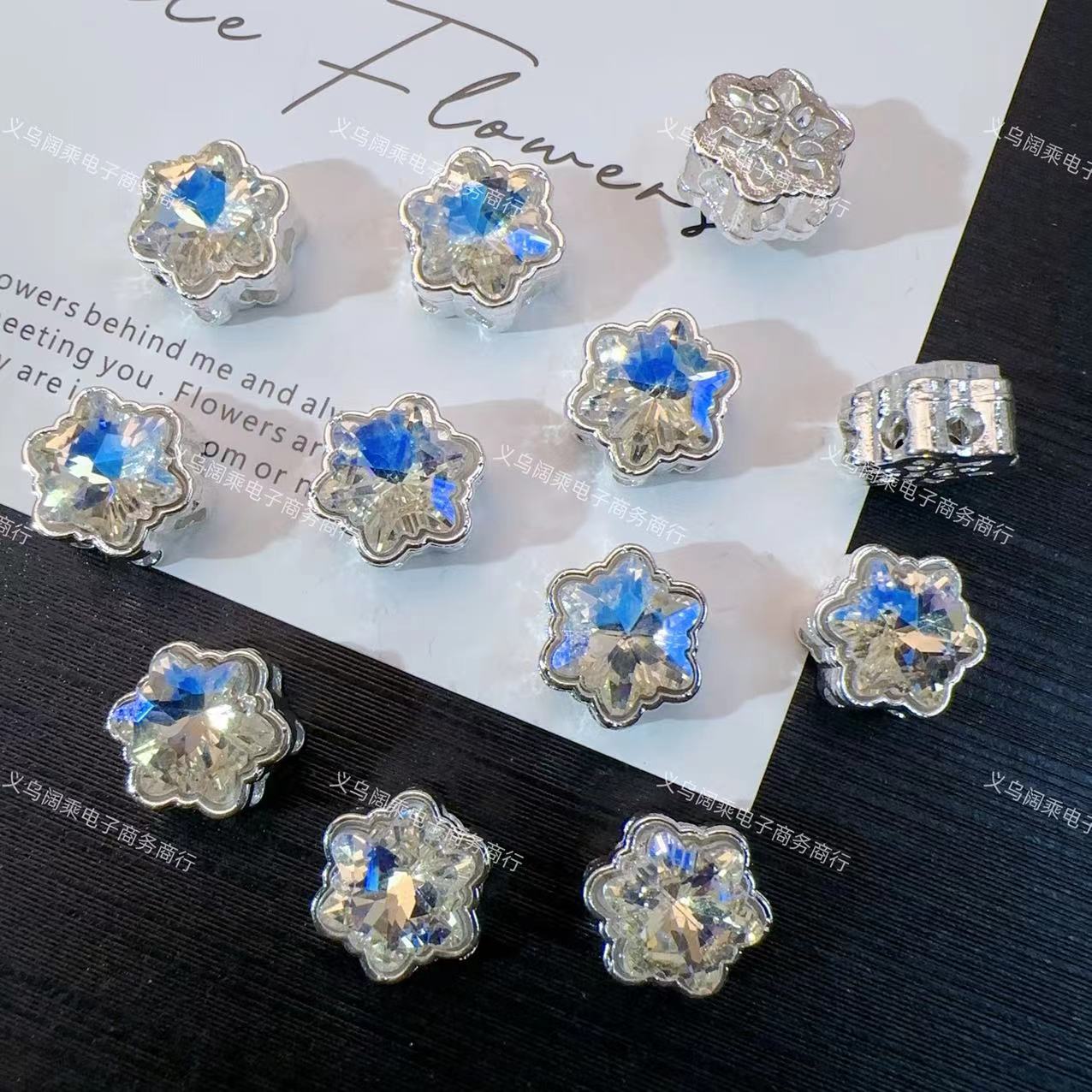 Wholesale 10pcs Multi-Color Eight-Hole Crystal Glass Snowflake Diamond Spacer Beads