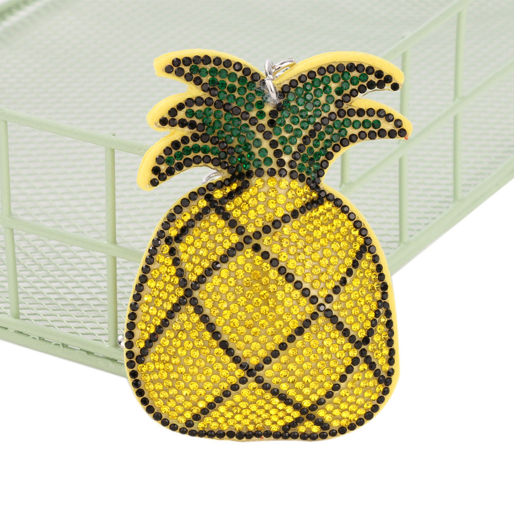 Wholesale 4pcs Rhinestone Diamond Pineapple Keychain