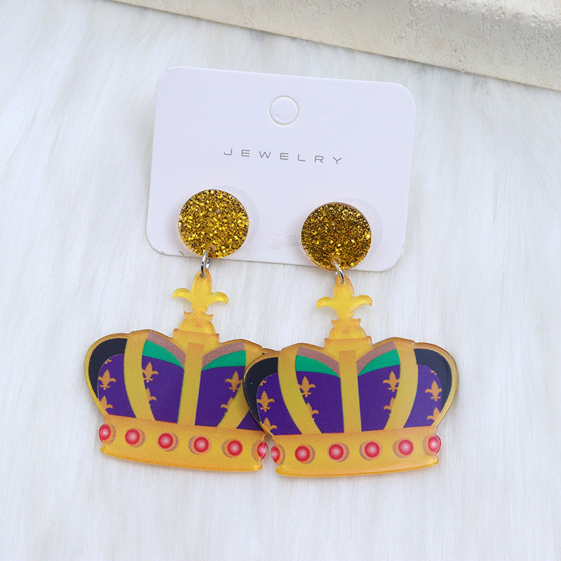 Wholesale Carnival Mask Acrylic  Mardi Gras Earrings