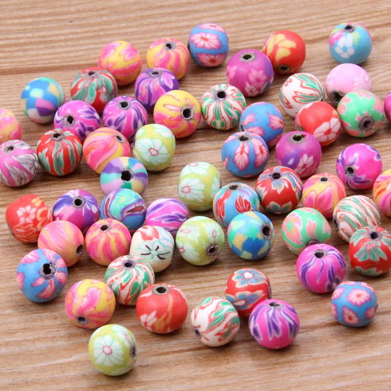 100pcs al por mayor de 100 piezas 6/8/10 mm Color mixto Cerámica suave Beads de flores coloridas perforadas
