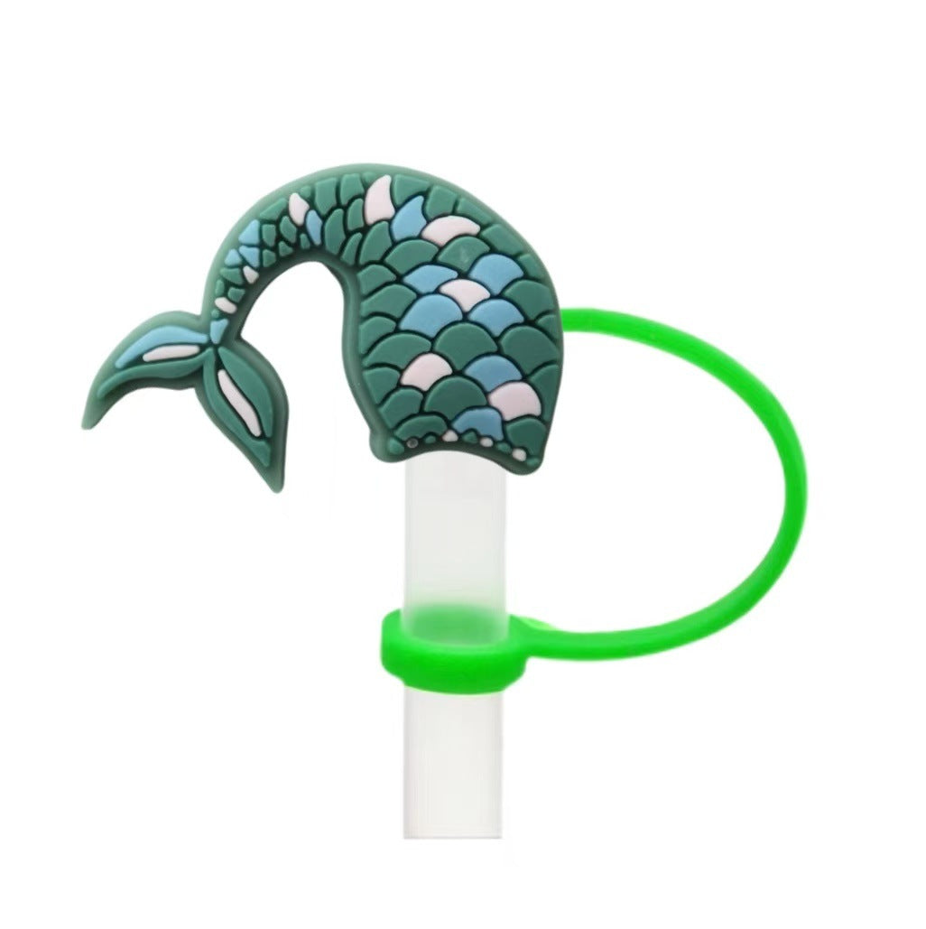 Wholesale 10pcs Cute Mermaid Cartoon Silicone Straw Cap