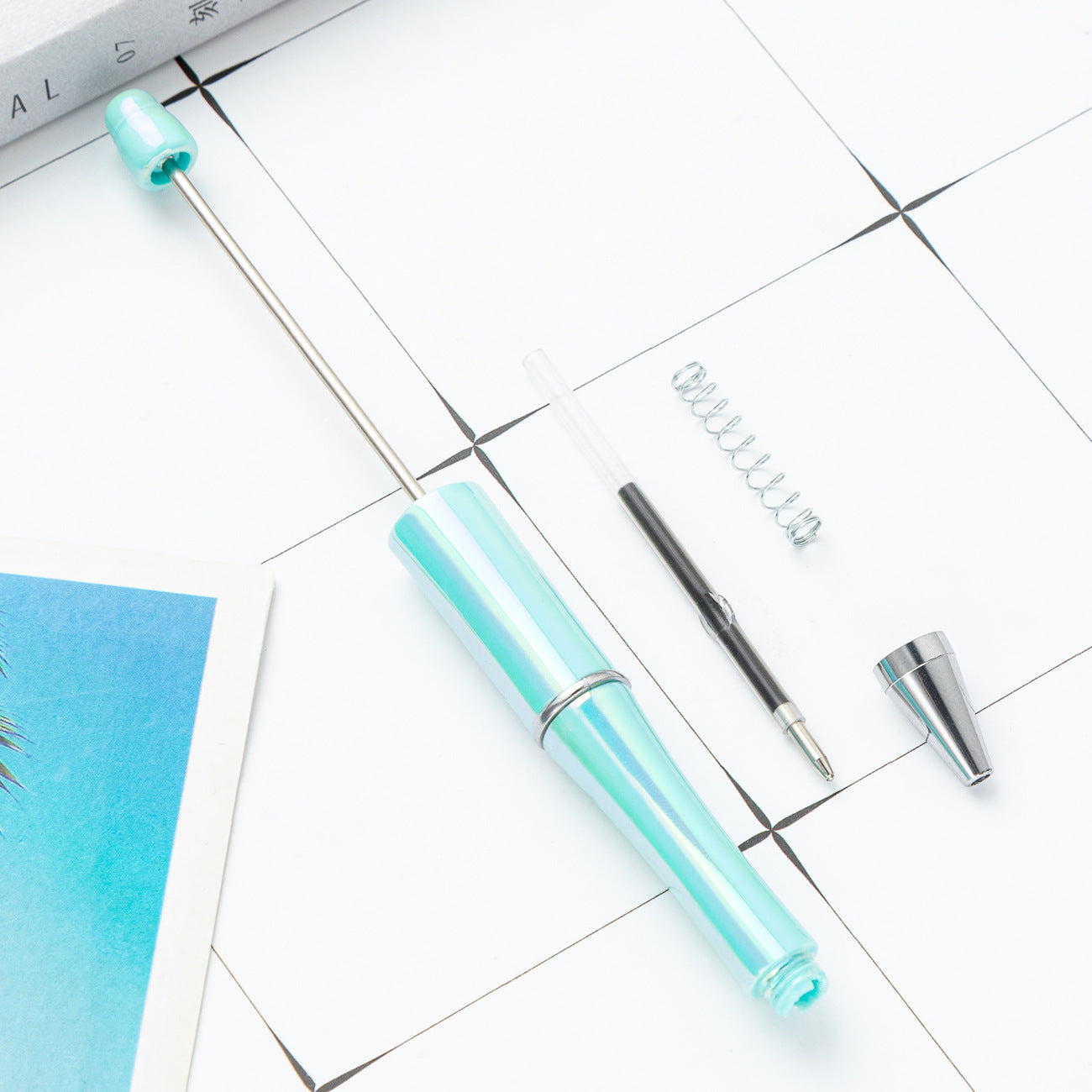 Wholesale 500pcs Opal Beadable Pens Plastic UV Electroplating Gradient Pen DIY Handmade Beaded Pen