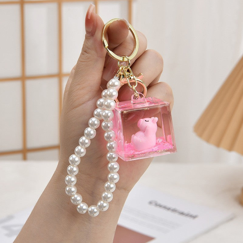 Wholesale Acrylic Creative Capybara Sand Bottle Keychain