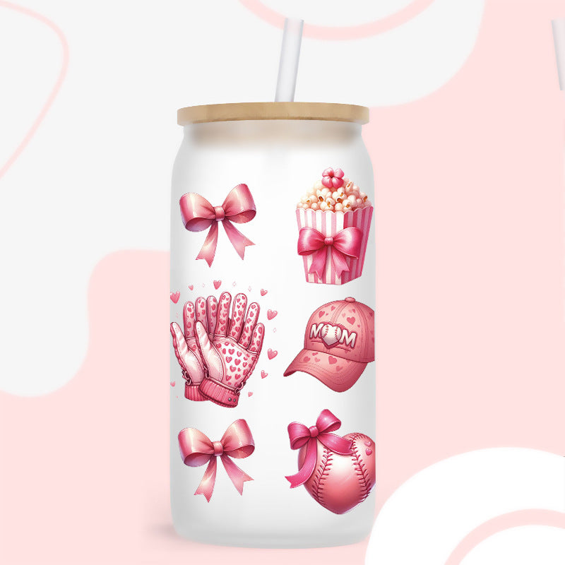 Wholesale Colorful rugby ball  16oz Cup UV DTF Wraps