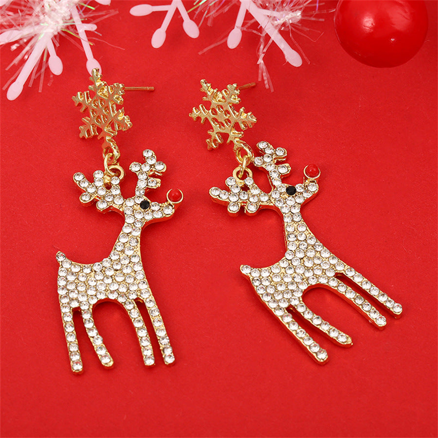 Wholesale Christmas Diamond Snow Deer Blingbling Earrings