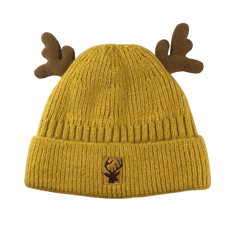 Wholesale Christmas Hat Winter Plush Warm Knitted Hat Cute Antler Beanie