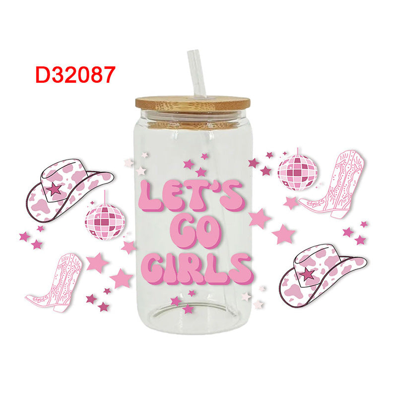 Wholesale Western style cow head boots sunflower  16oz Cup UV DTF Wraps