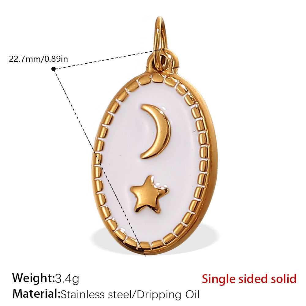 Wholesale Zircon Inlaid Starfish Round Stainless Steel Necklace Pendant