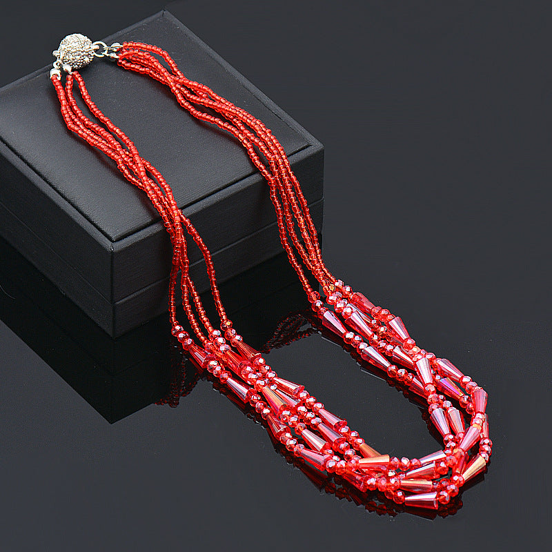 Wholesale Rhinestone Magnetic Clasp Multicolor Bar Crystal Beads Bracelet Necklace