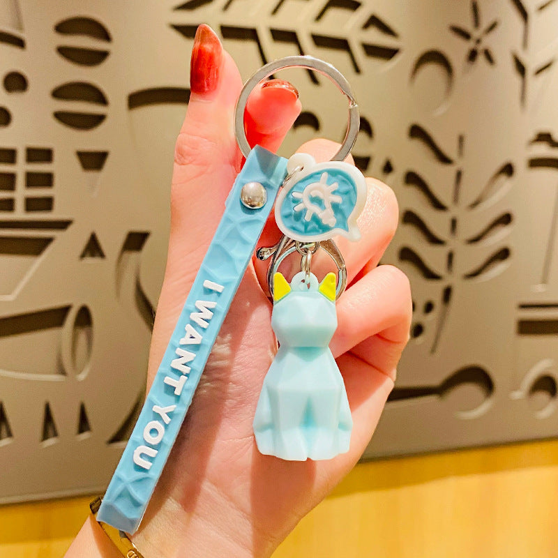 Wholesale Cartoon Faceted Geometric Animal Three-dimensional Doll Resin Key Chain