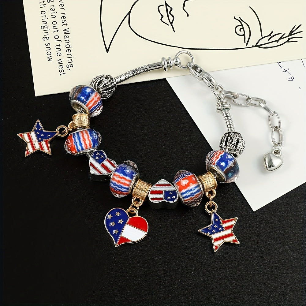 Wholesale of American Flag Beaded Alloy Bracelets