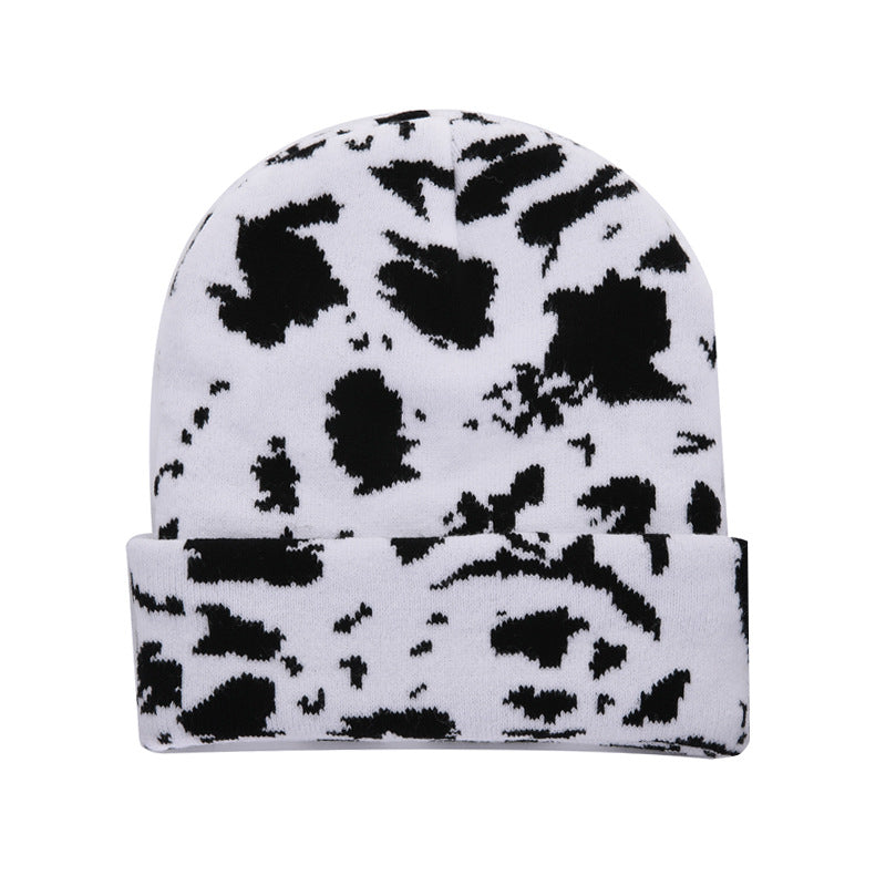 Wholesale Cute Leopard Print Cow Knitted Beanie