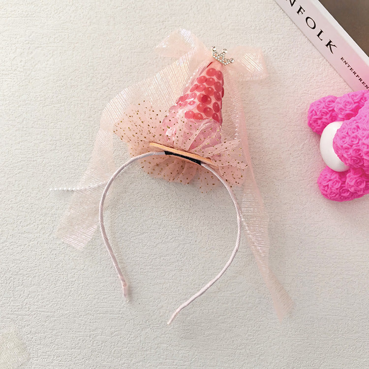 Wholesale  Mesh Ribbon Rhinestone Party Birthday Hat Hair Clip Christmas Headwear Holiday