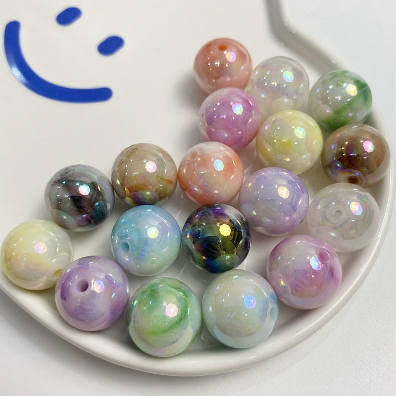 Wholesale 10pcs/pack 16mm two-color smudged plating color round Beads