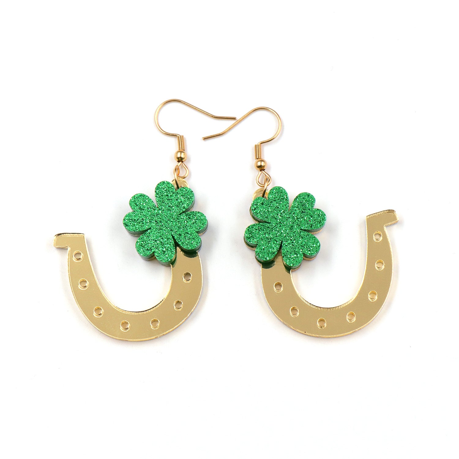 Wholesale Patrick's Day Clover Saddle Acrylic Lucky Acrylic Earrings