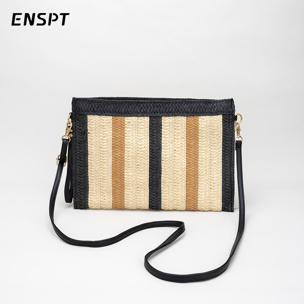 Wholesale Crossbody Hand-held Ethnic Style Summer Beach Tassel Straw Bag