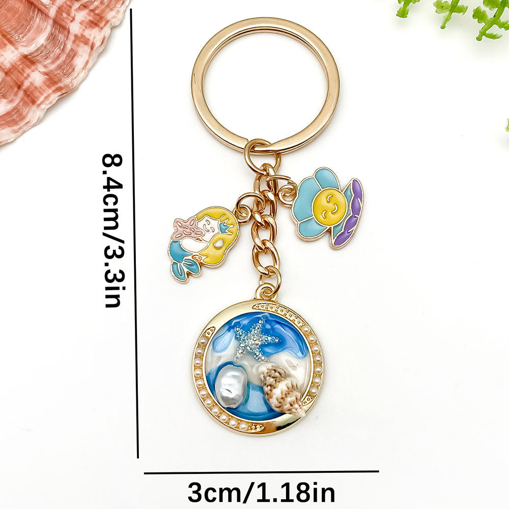 Wholesale Ocean Sea Star Beach nut Tree Conch Turtle Metal Keychain