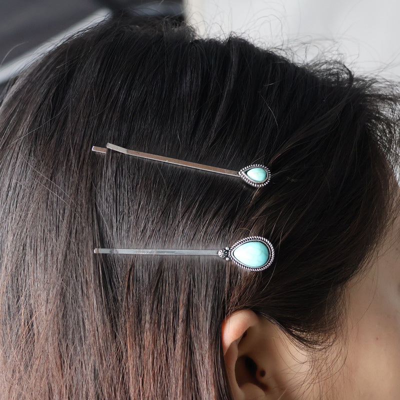 Wholesale retro turquoise hairpin suit simple personality trend hair clips