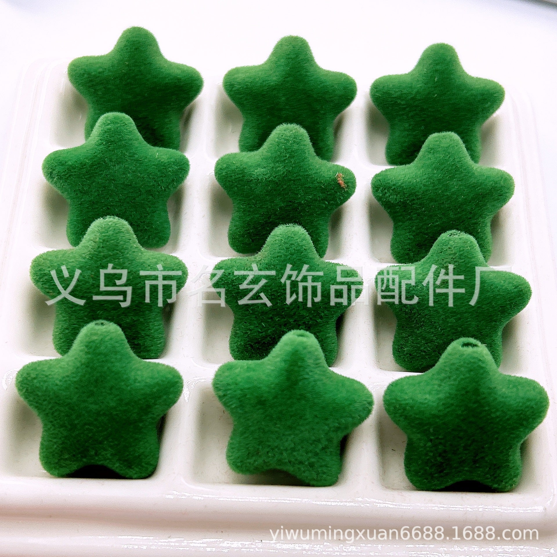 Wholesale 200pcs/pack Flocked  Five-Pointed Star 23* 23mm DIY Christmas Series Beads