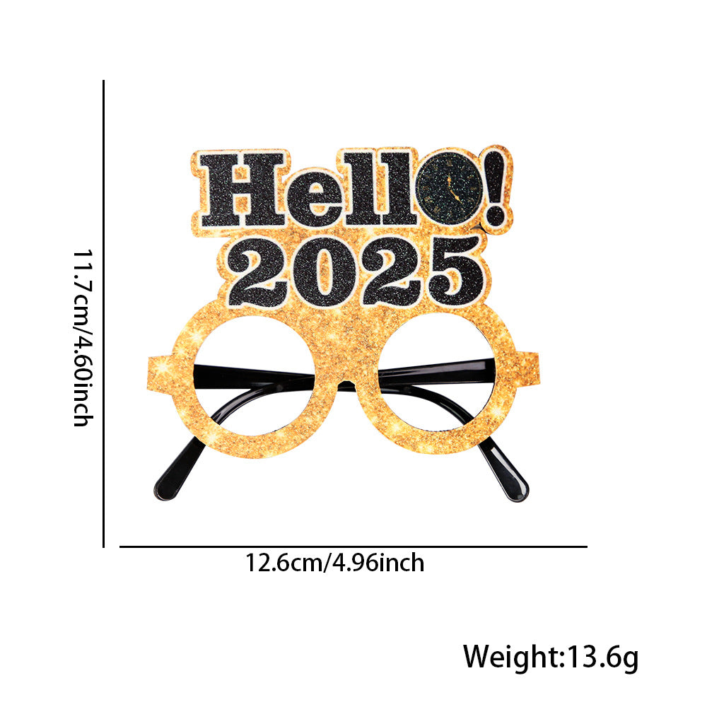 Wholesale 2025 New Year Party Black Gold Eyeframe Photo Prop Decorations