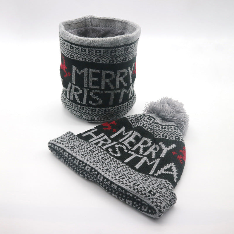 Wholesale Cotton Christmas Pom Fawn Christmas Hat Bib Set