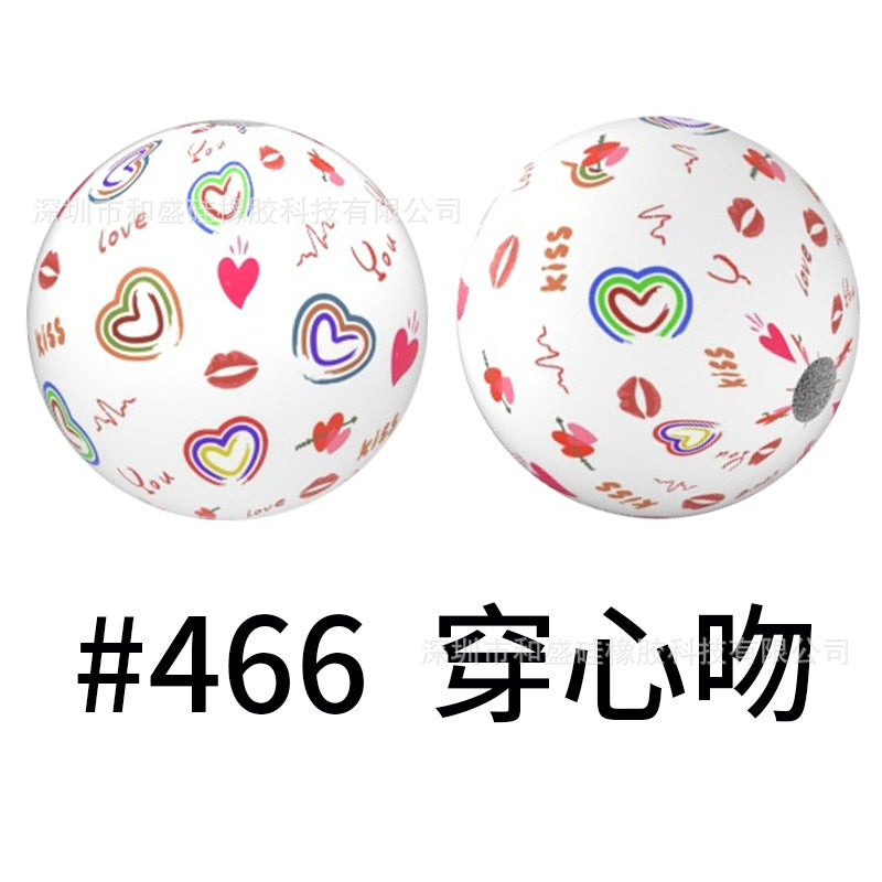 Wholesale 50pcs 16mm Colorful Silicone Water Transfer Beads Print Silicone Beads