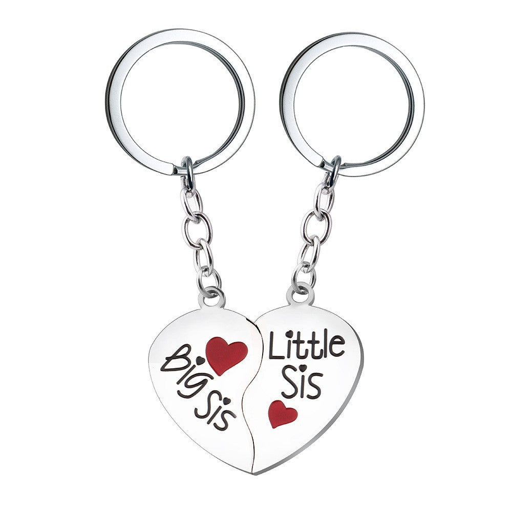Wholesale Heart-shaped Stainless Steel Yin-yang Horse Pair of Circular Keychains