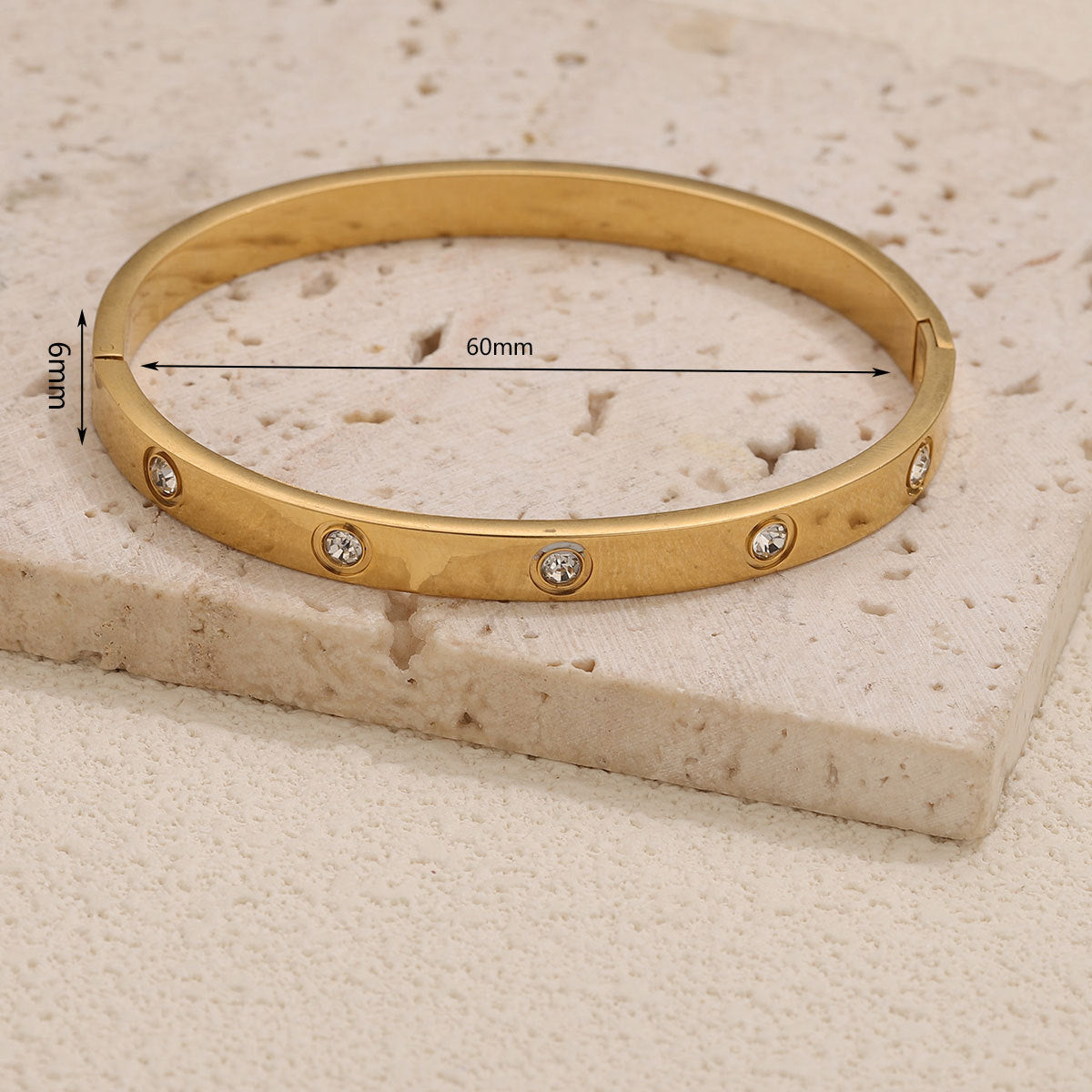 Wholesale Stainless Steel Slim Waist Bracelet with Diamond Inlay