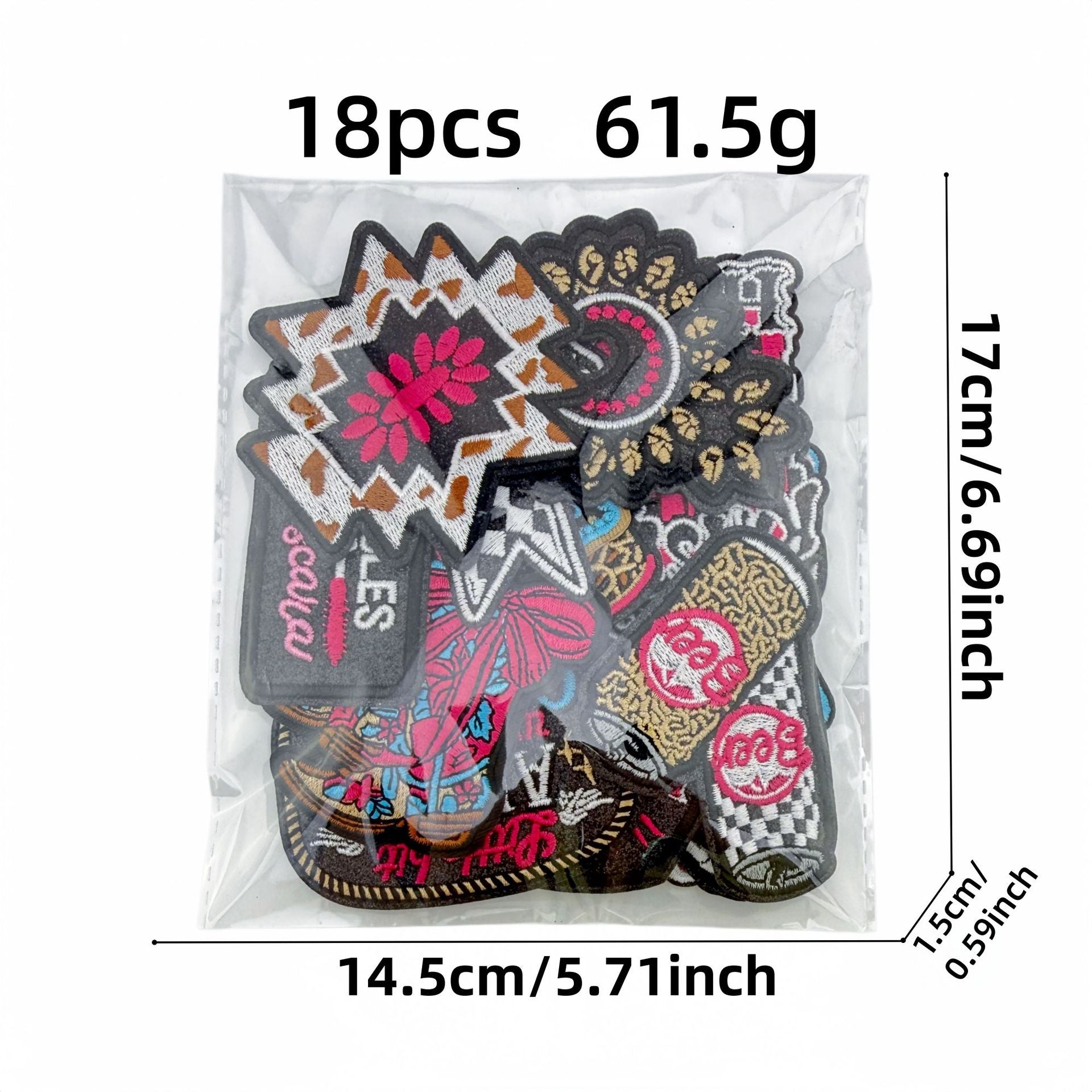 Wholesale Chic Embroidered Patch Set Of 18 Polyester Thread Cowboy Skull Bow Checkerboard DIY Craft Supply For Clothing Decoration