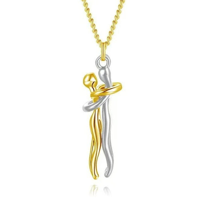 Wholesale  Stainless steel Couple Hug Pendant Necklace