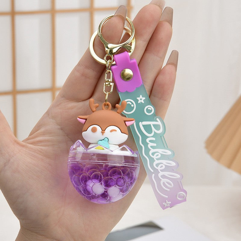 Wholesale Acrylic flowing sand bottle bag keychain