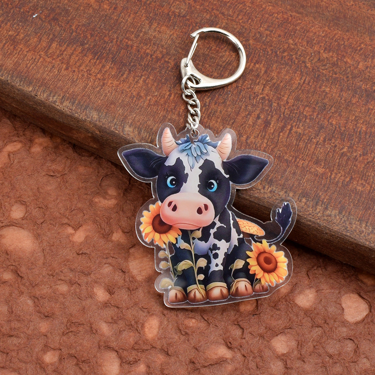 Wholesale 5pcs/pack Cute Cow Acrylic Keychain