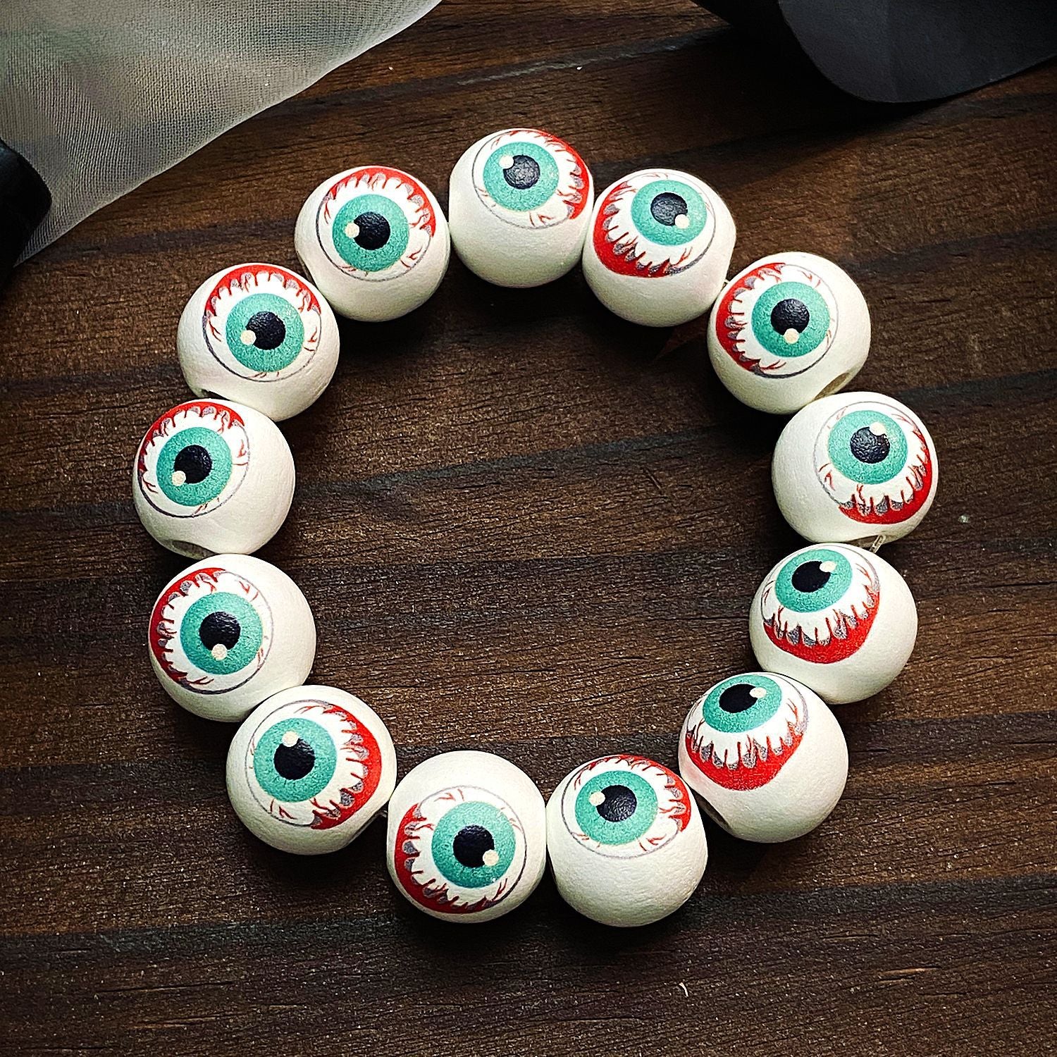 Wholesale Wooden Skull  Web Beaded Bracelet Unisex  DIY Jewelry Accessory