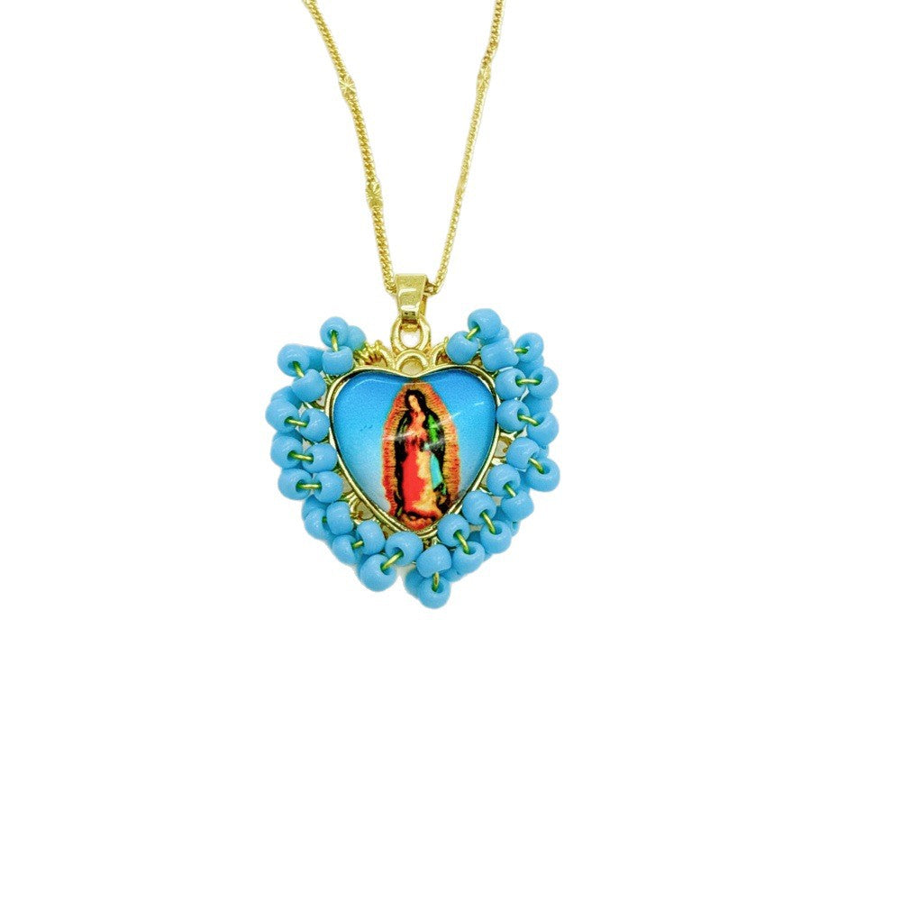 Wholesale Golden Rice Bead Love Pendant heart necklace