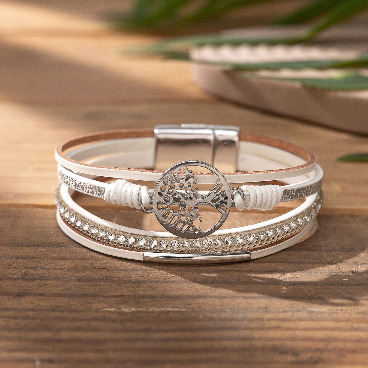 Wholesale Punk style magnetic buckle multi-layer wristband Layered Bracelet Set