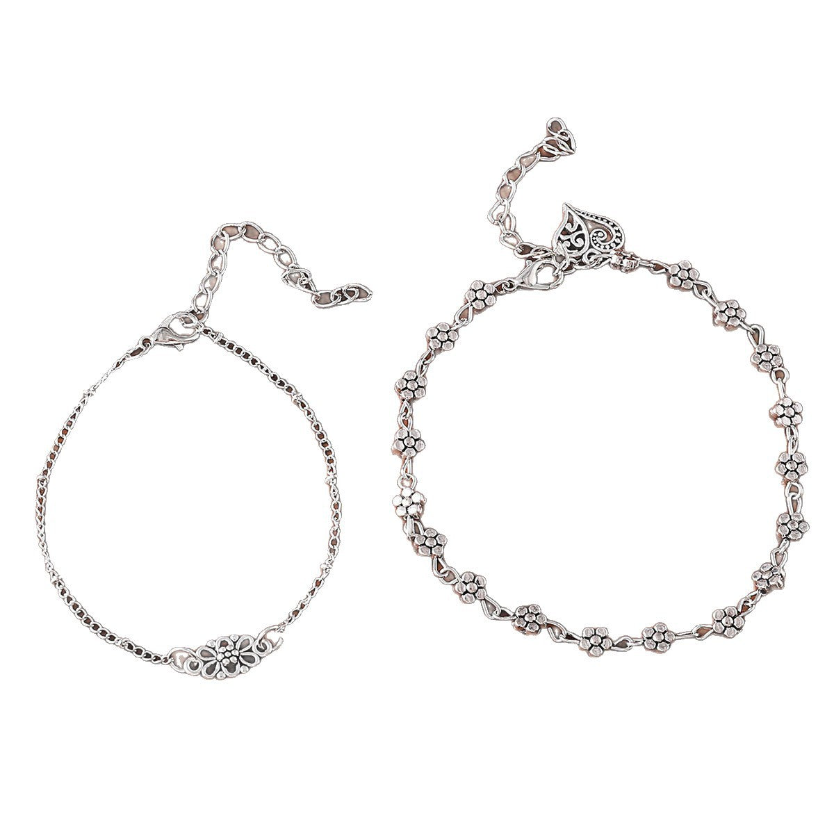Wholesale Bohemian Western Style Flower Heart Carved Hollow Bracelet Anklet Set