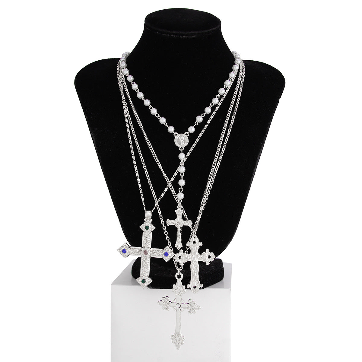 Wholesale Men's cross pendant necklace pearl clavicle chain