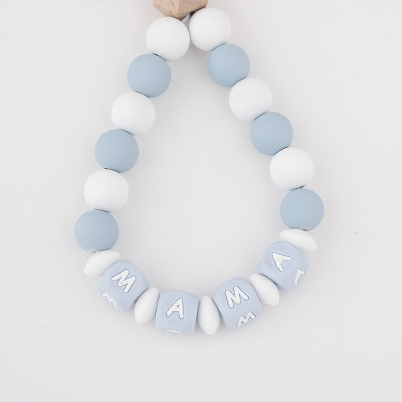 Wholesale 10PCS Square Letter Round Silicone Beads Keychains