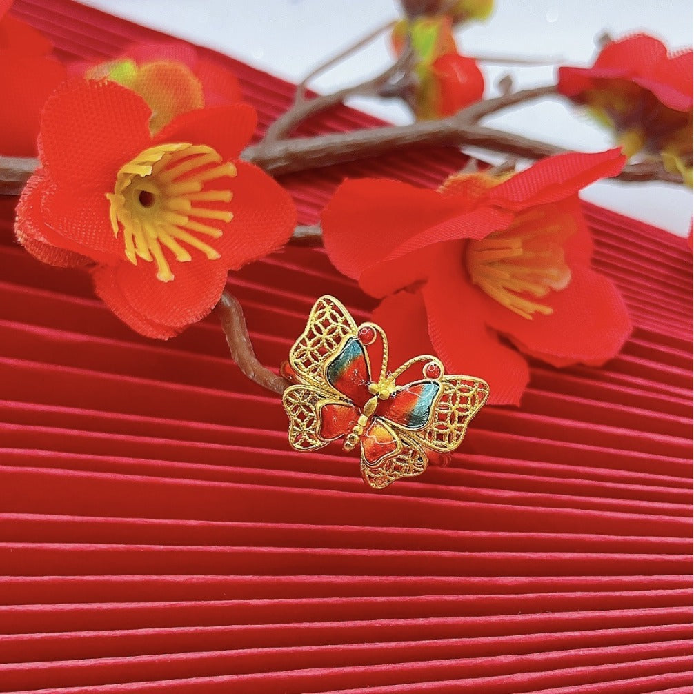 Wholesale Ancient Enamel Epoxy Butterfly Ring