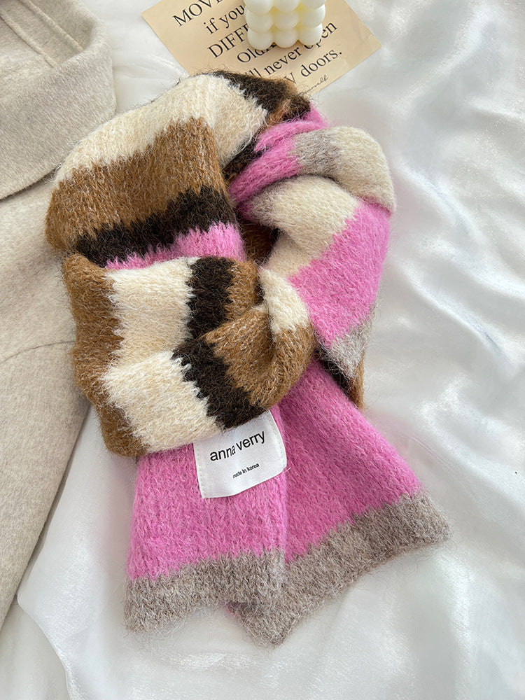 Wholesale Autumn and Winter Dopamine Mohair Warm Scarf