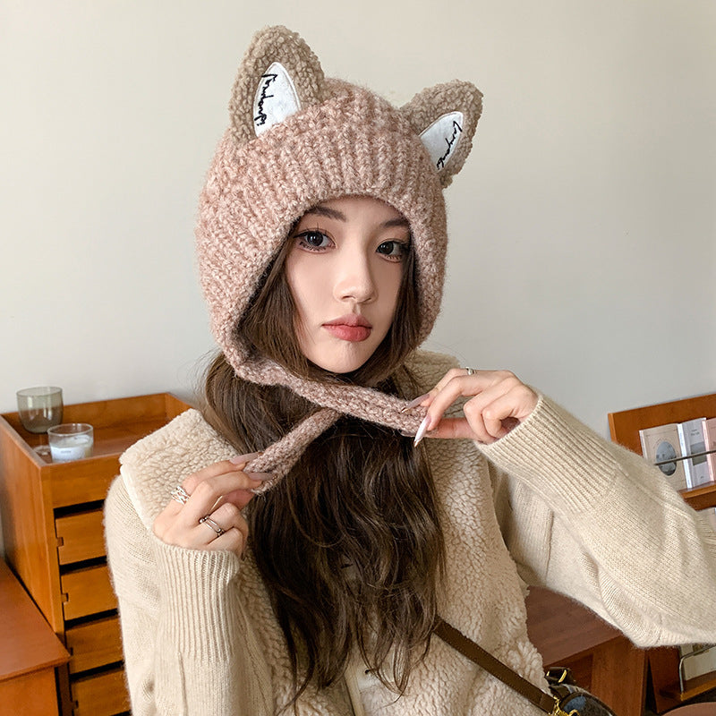 Wholesale Pointy Ear Knit Warm Ear Protector Winter Wind Chill Pullover Ski Cycling Hat
