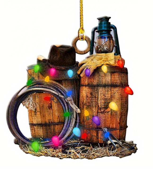 Wholesale Denim Boots Acrylic Flat Christmas Tree Pendants