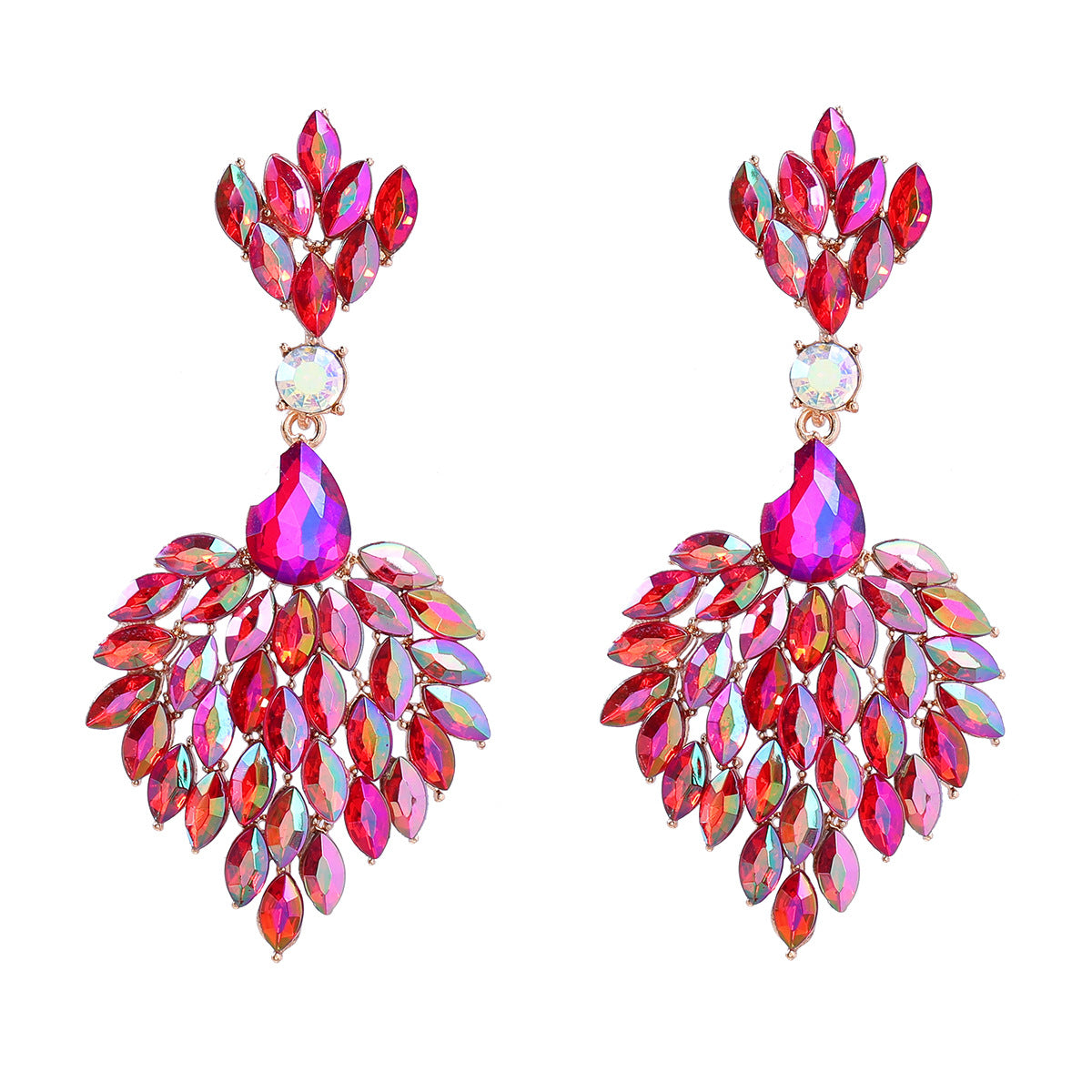 Wholesale Alloy Colored Diamond Full Diamond Gemstone Earrings