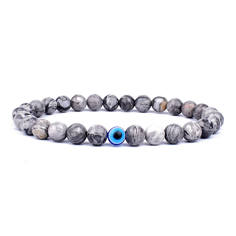 Wholesale 6Mm Natural Stone Evil Eye Stretch Bracelet Handmade Peacock Stone Jewelry Accessory Chic Fashion For Party And Gift Giving