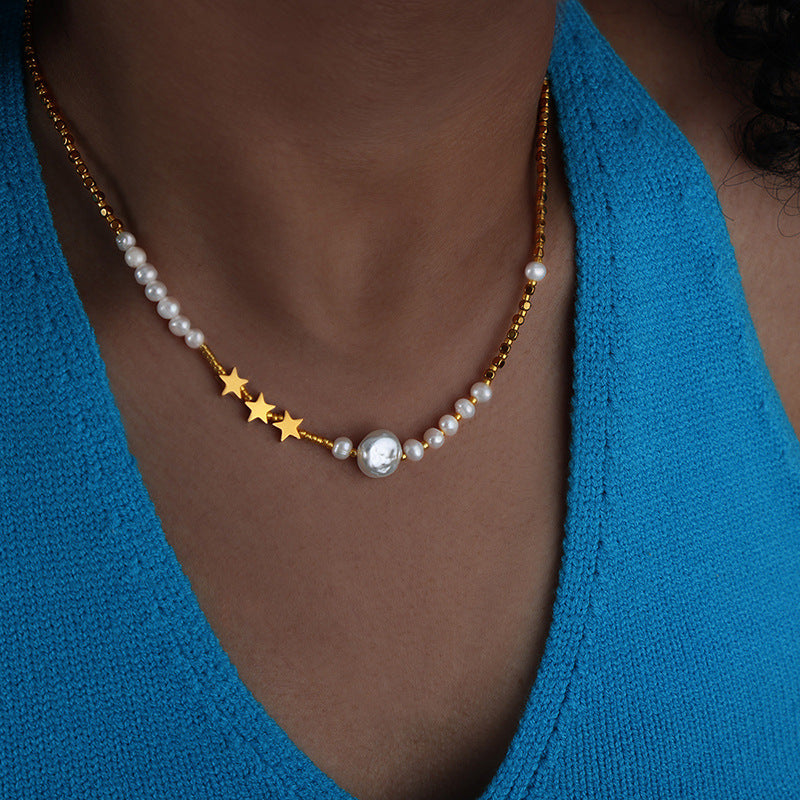 Wholesale Dopamine Pearl Beaded Niche Design Sense Clavicle Chain Necklace