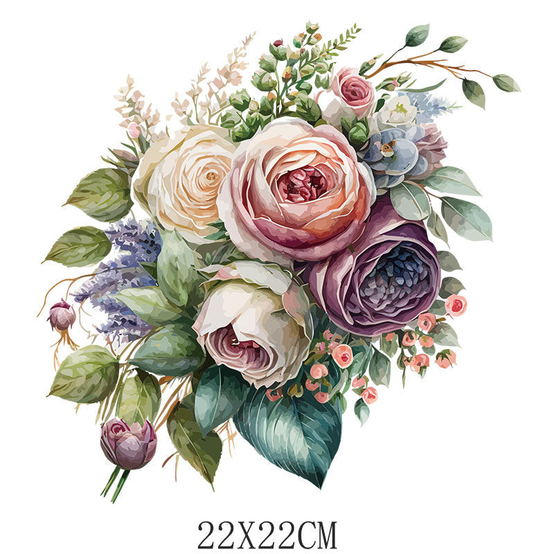 Wholesale 10pcs/pack Watercolor floral heat transfer appliqué clothing UV DTF Ready to Press Transfers Wraps