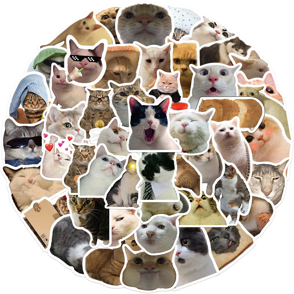 Wholesale 50pcs Cartoon Cute Cat Emojis Graffiti Waterproof Vinyl Stickers
